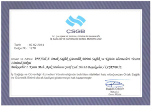 İnsanca OSGB - Sertifikalar